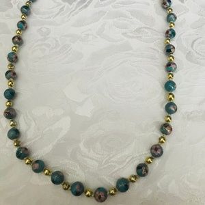Cloisonne Necklace in Blue, Pink and Gold